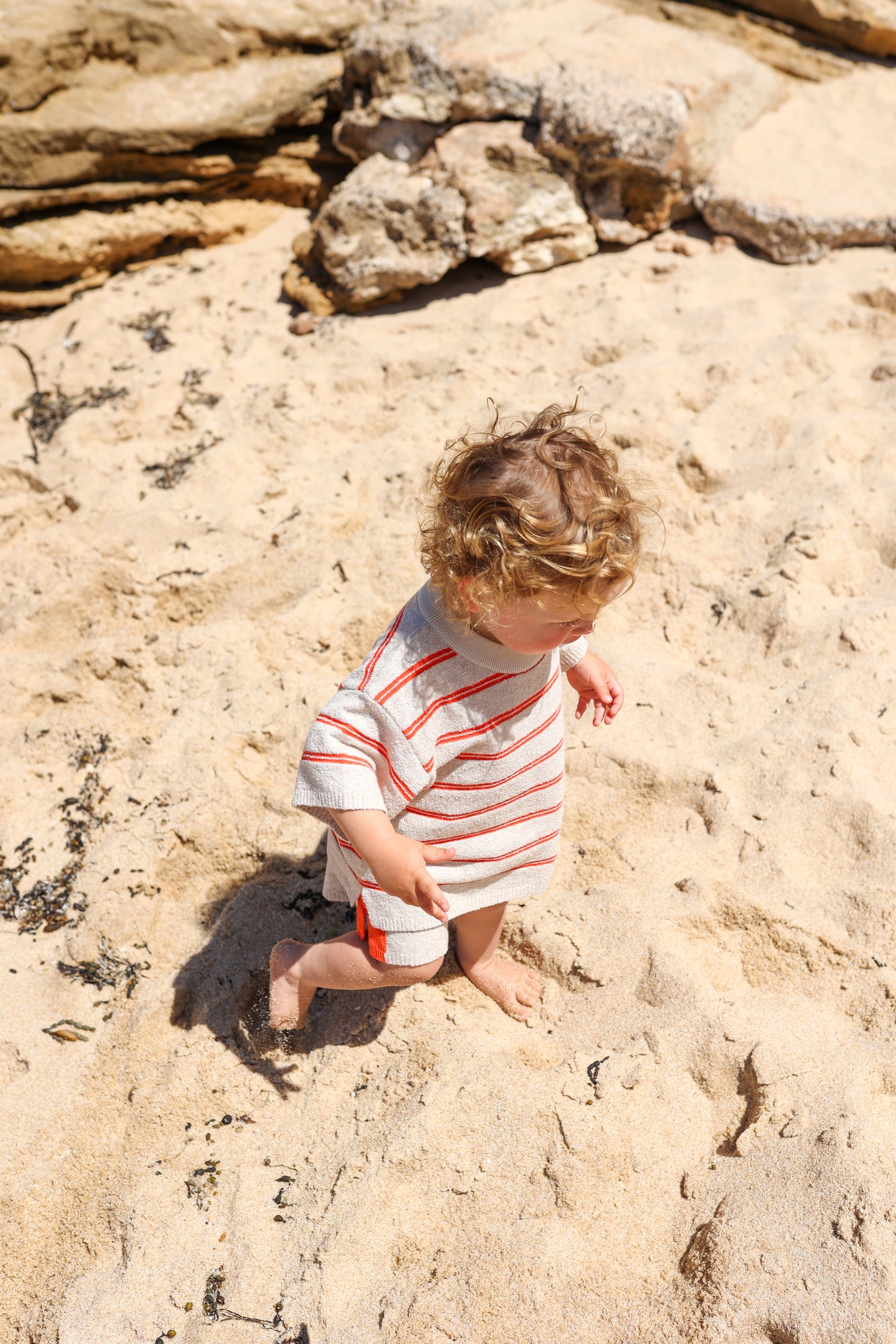 Knitted Terry Shorts - Dune/Rosso