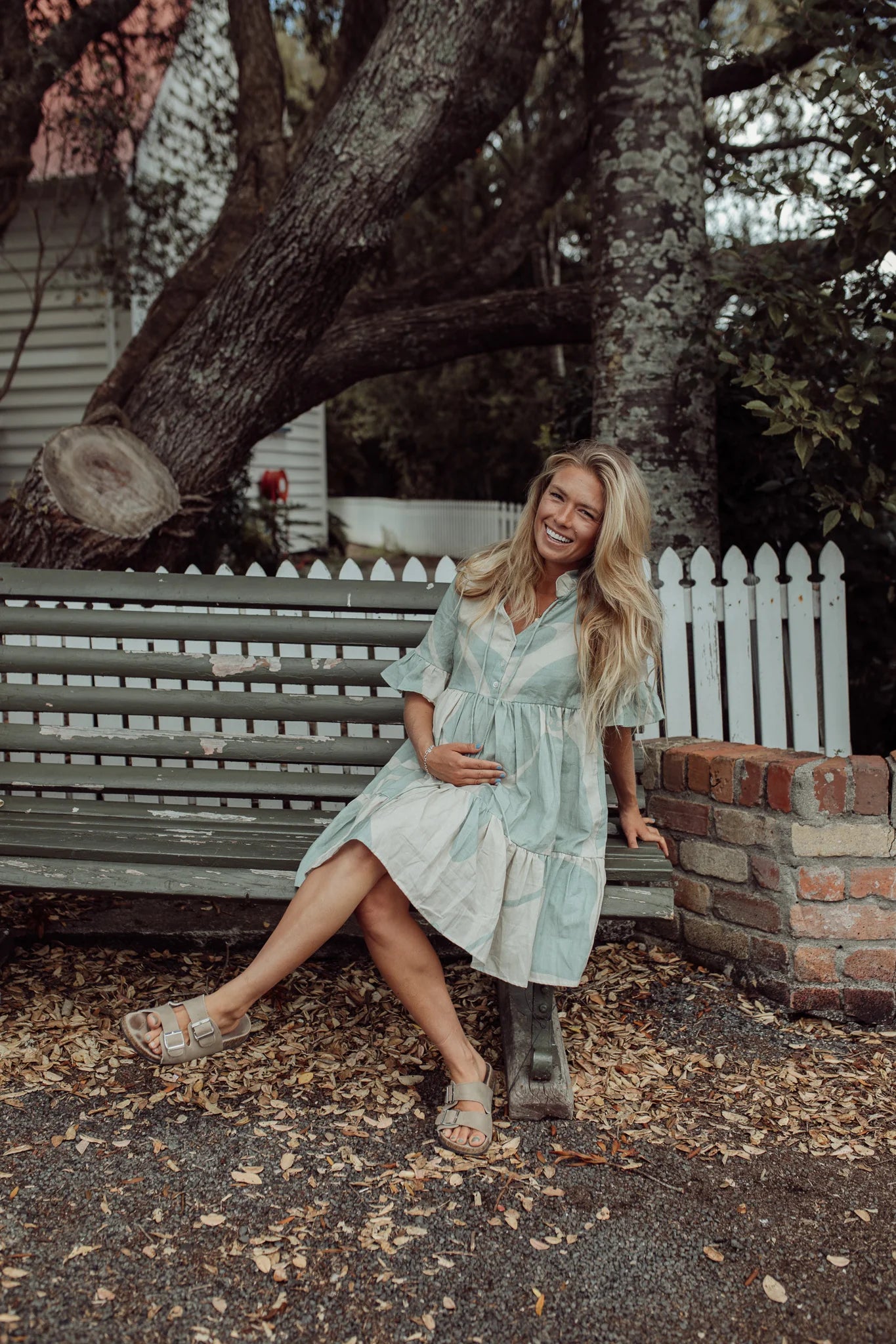 Isla Dress - Seafoam & Cream