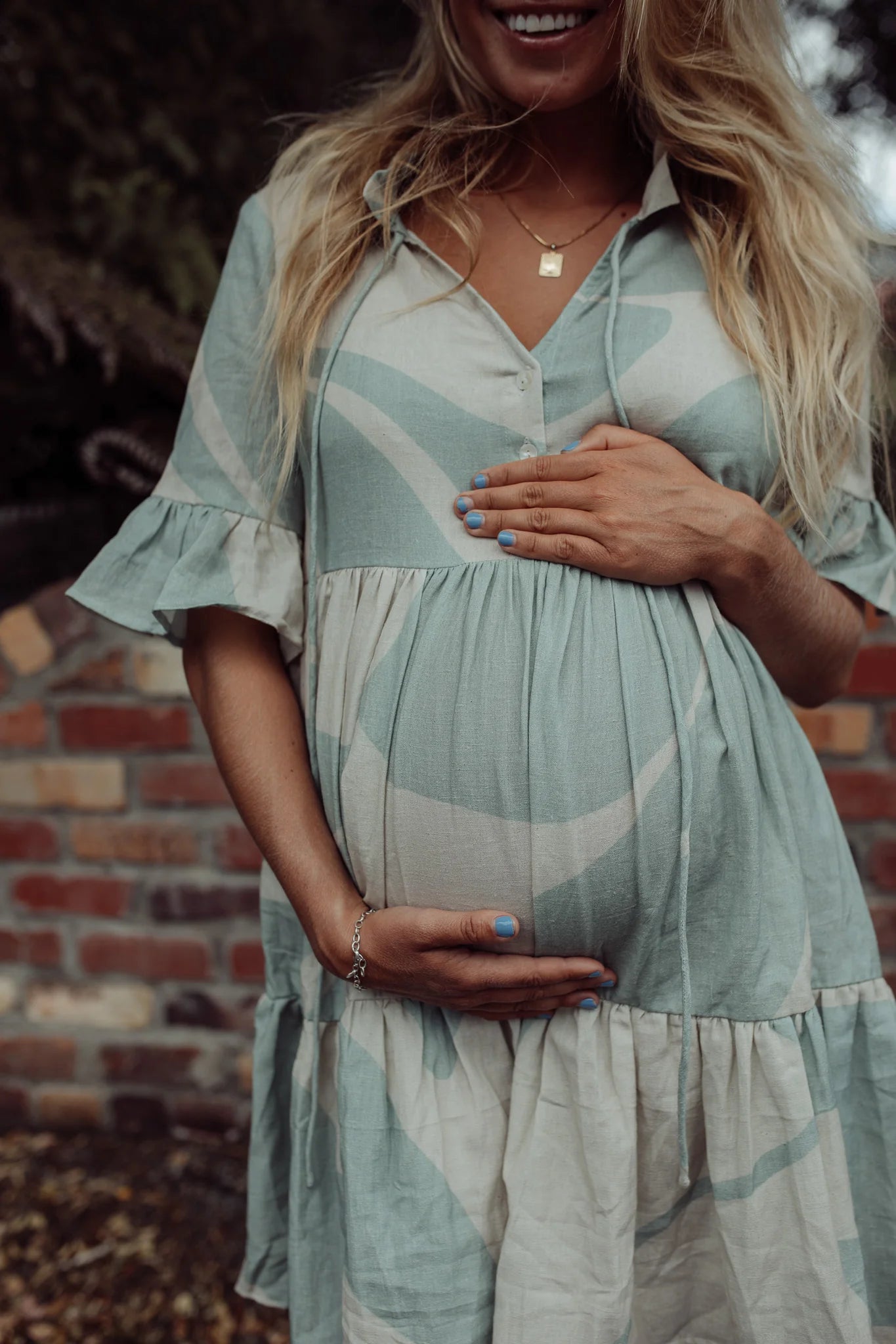Isla Dress - Seafoam & Cream