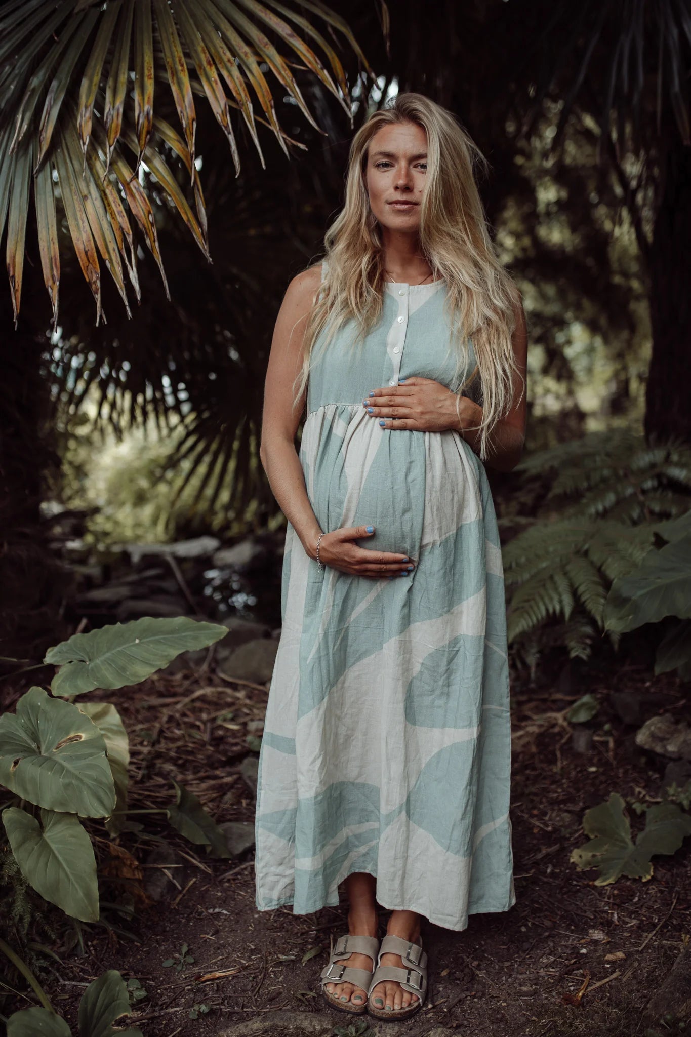 Sienna Dress - Seafoam & Cream
