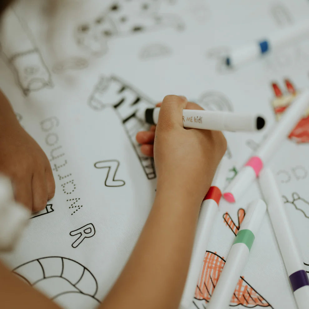 Washable, Reusable Colouring In Tablecloth Set - Alphabet Animals