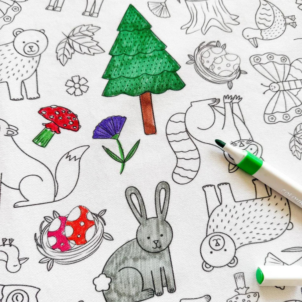 Washable, Reusable Colouring In Tablecloth Set - Woodland Wonders