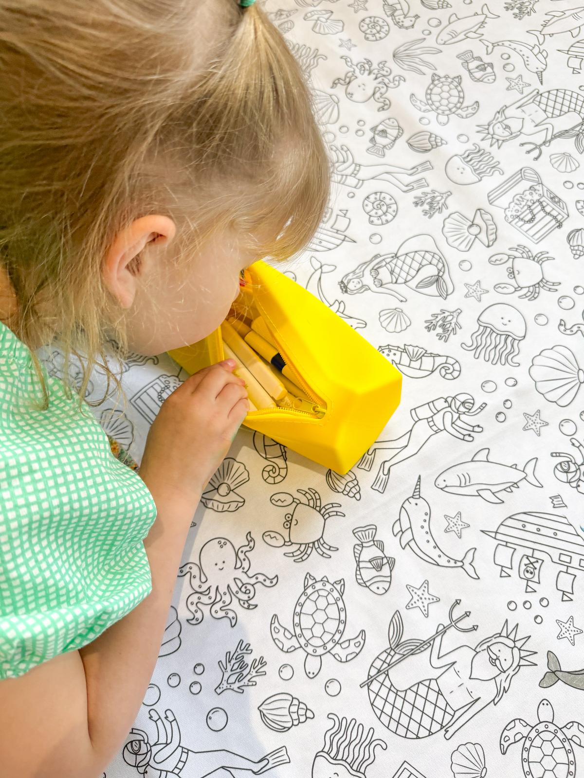 Washable, Reusable Colouring In Tablecloth Set - Alphabet Animals