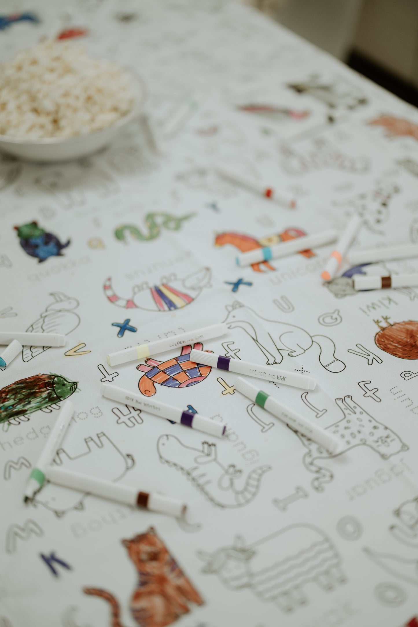 Washable, Reusable Colouring In Tablecloth Set - Alphabet Animals