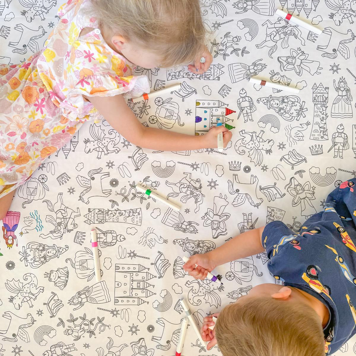 Washable, Reusable Colouring In Tablecloth Set - Once Upon A Time