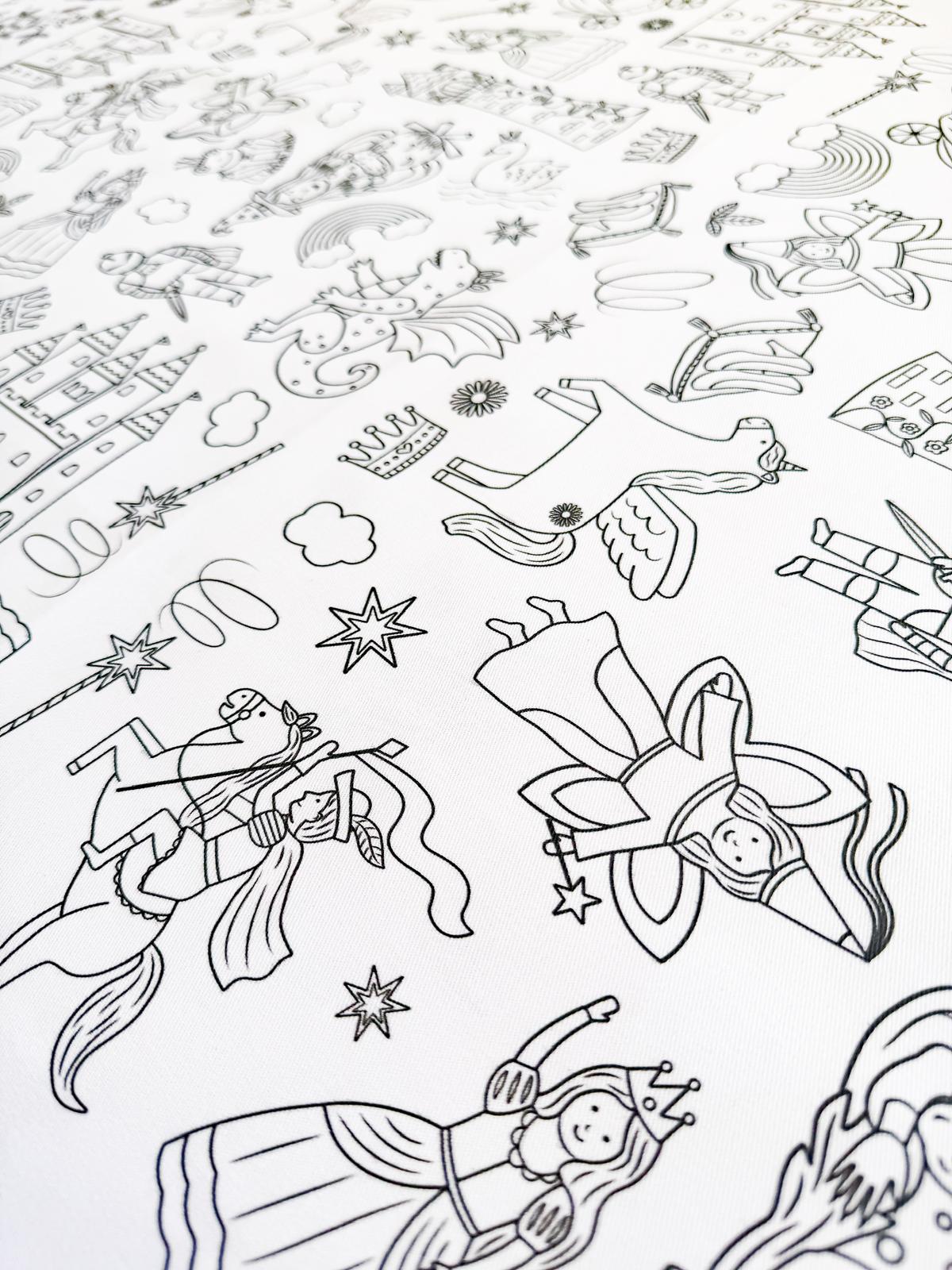 Washable, Reusable Colouring In Tablecloth Set - Once Upon A Time
