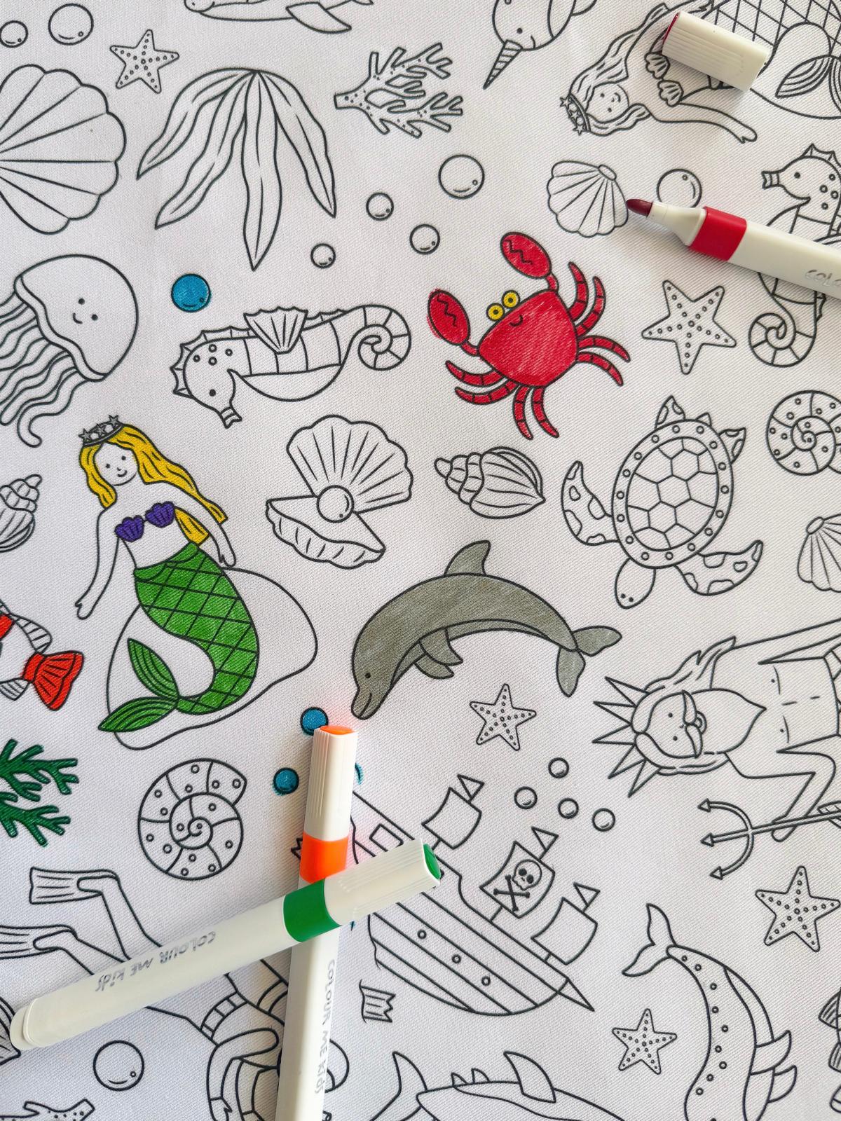 Washable, Reusable Colouring In Tablecloth Set - Tidal Treasures