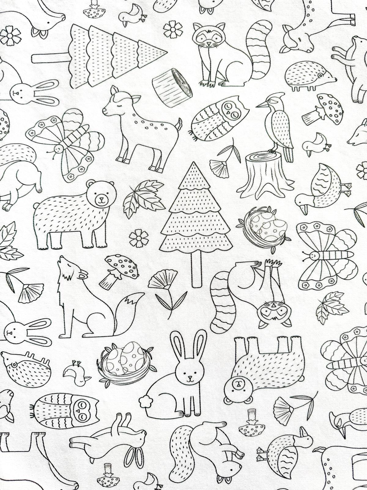 Washable, Reusable Colouring In Tablecloth Set - Woodland Wonders