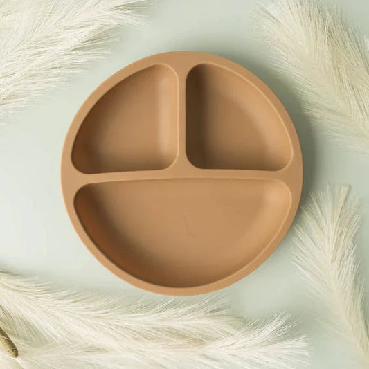 Silicone Three Section Suction Plate - Mocha