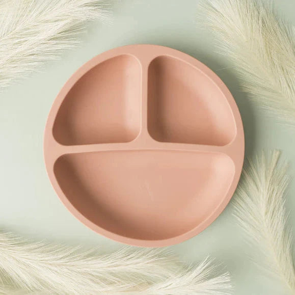 Silicone Three Section Suction Plate - Blush