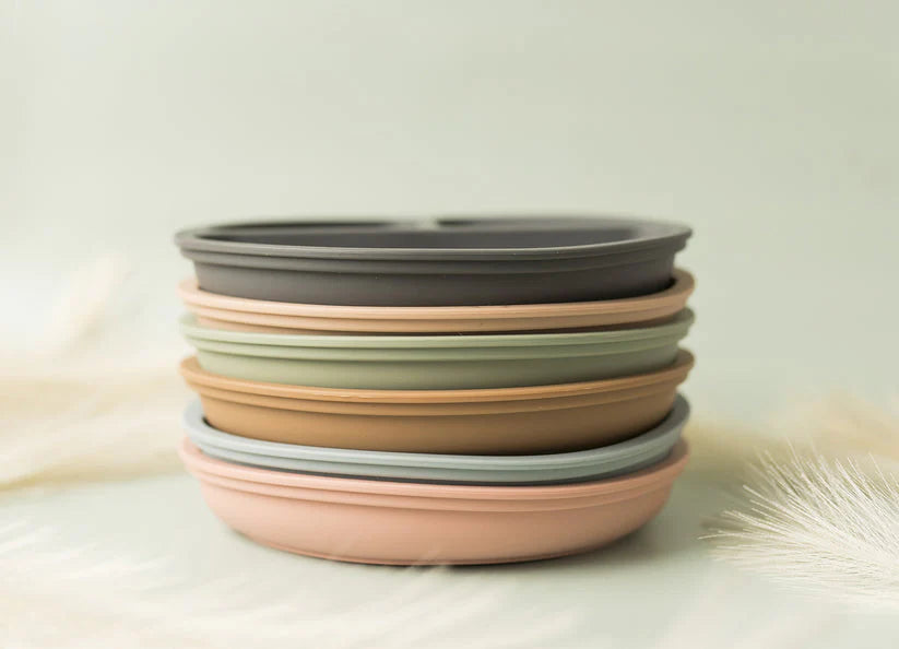 Silicone Three Section Suction Plate - Blush