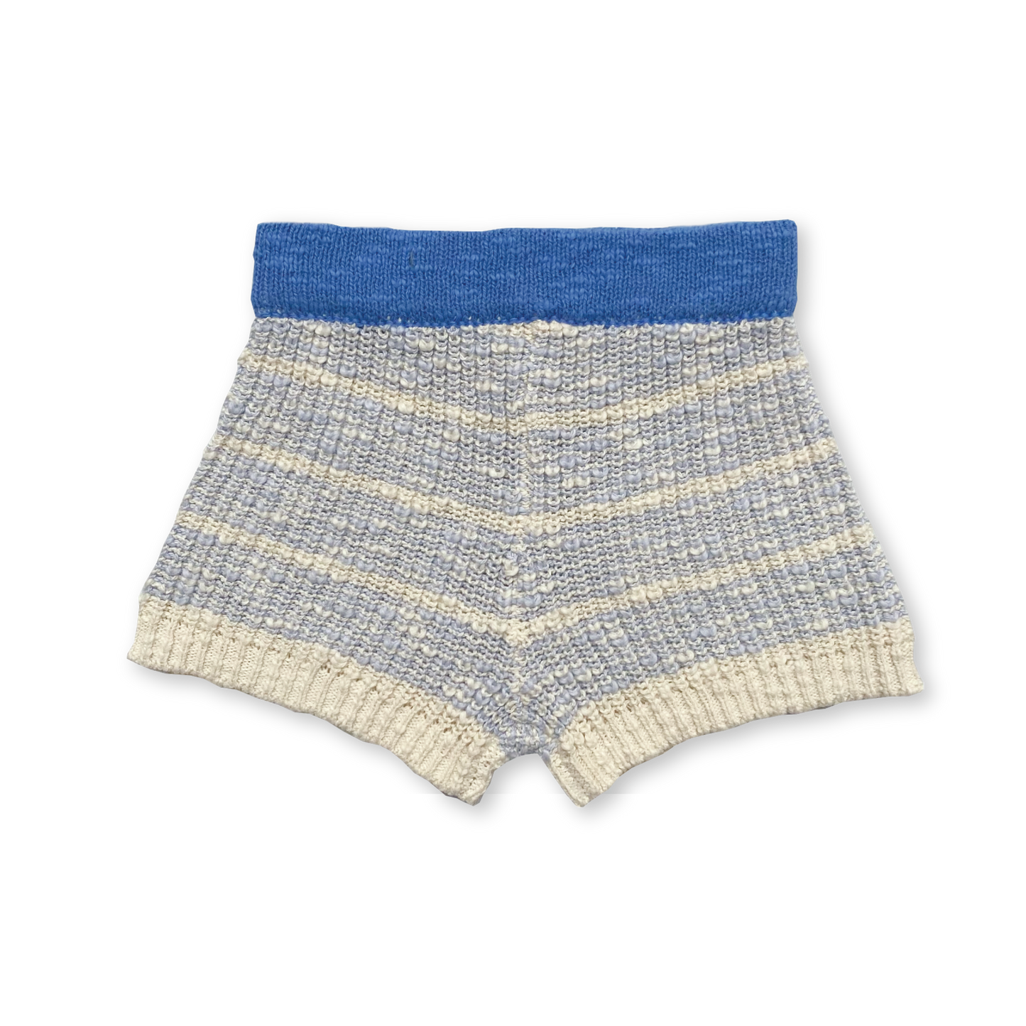 Organic Textured Rib Shorts - Aqua/Milk