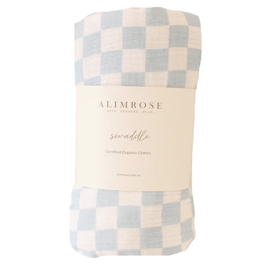 Muslin Swaddle - Blue Check
