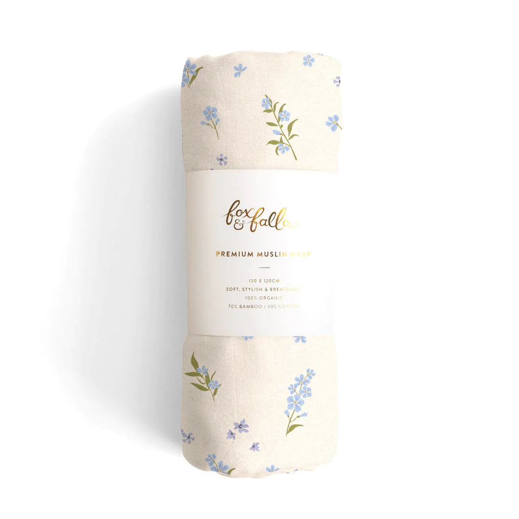 Forget-Me-Not Organic Muslin Swaddle
