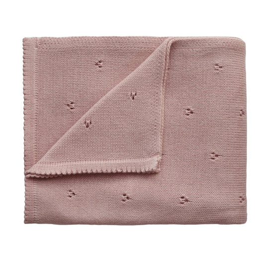 Mushie Knitted Blanket - Pointelle Blush