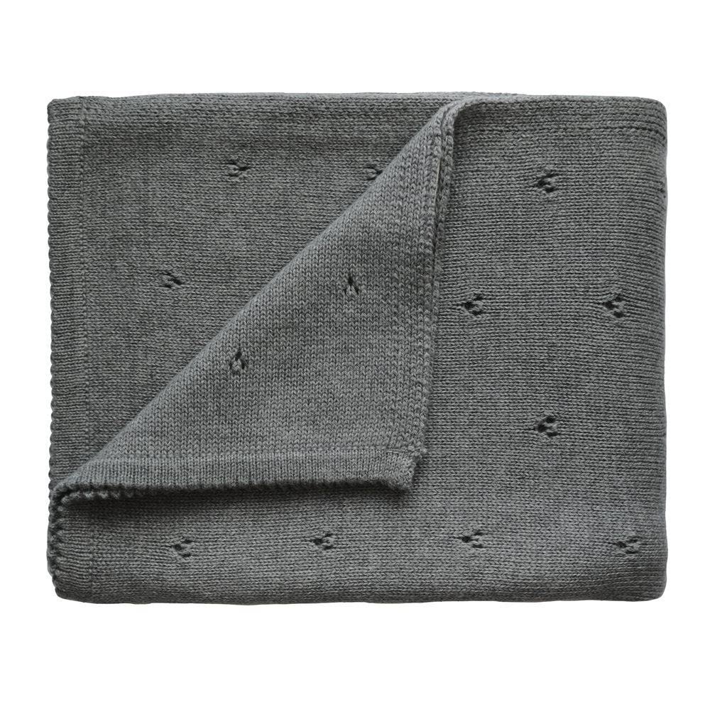 Mushie Knitted Blanket Pointelle Grey Melange
