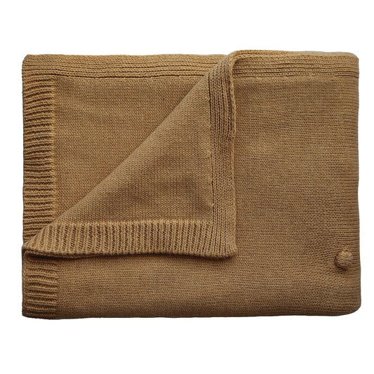 Mushie Knitted Blanket Textured Dots Mustard Melange