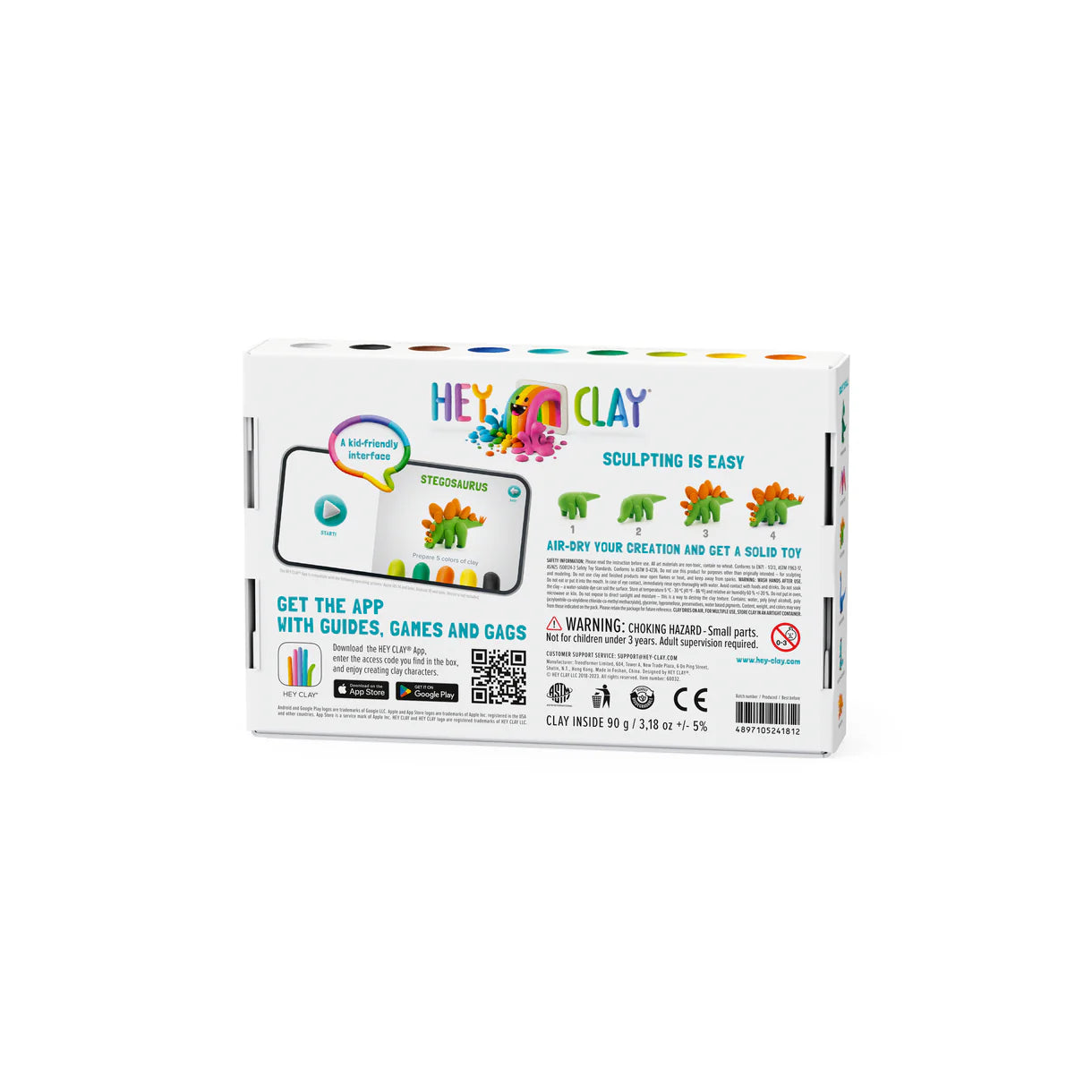 Hey Clay 6 Pack - Dinos (Stegosaurus, Pachycephalosaurus, Brachiosaurus)