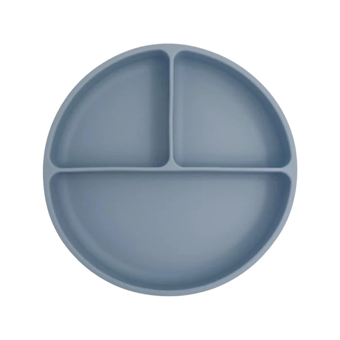 Silicone Suction Divided Plate - Pewter