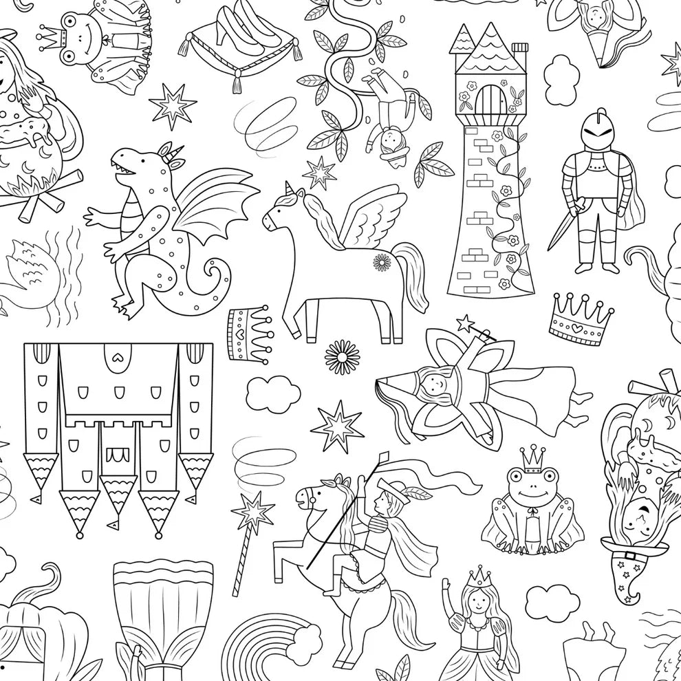Washable, Reusable Colouring In Tablecloth Set - Once Upon A Time