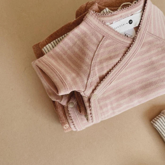 Organic Kimono S/S Bodysuit - Candy Floss
