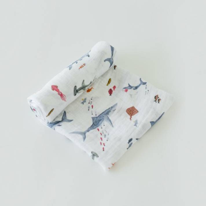 Cotton Muslin Swaddle - Shark