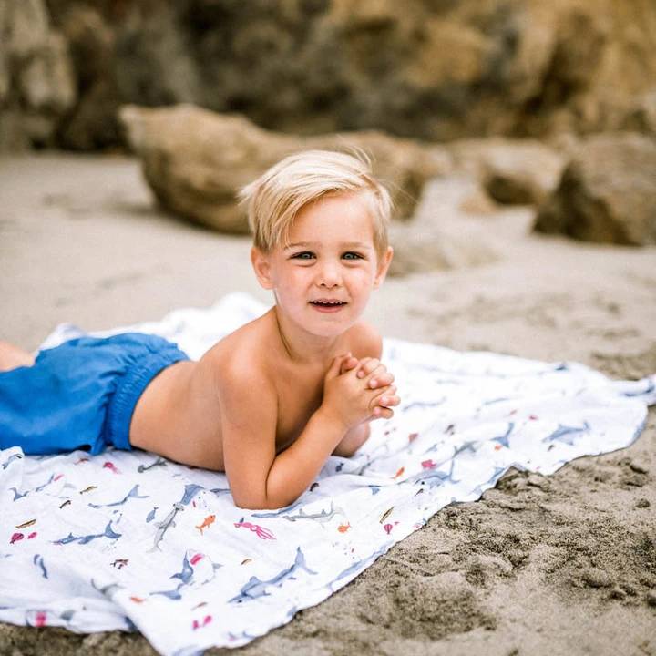 Cotton Muslin Swaddle - Shark