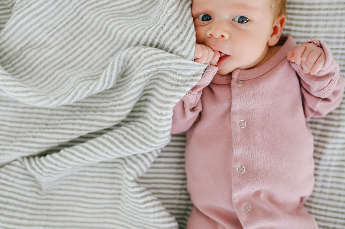 Cotton Muslin Swaddle - Grey Stripe