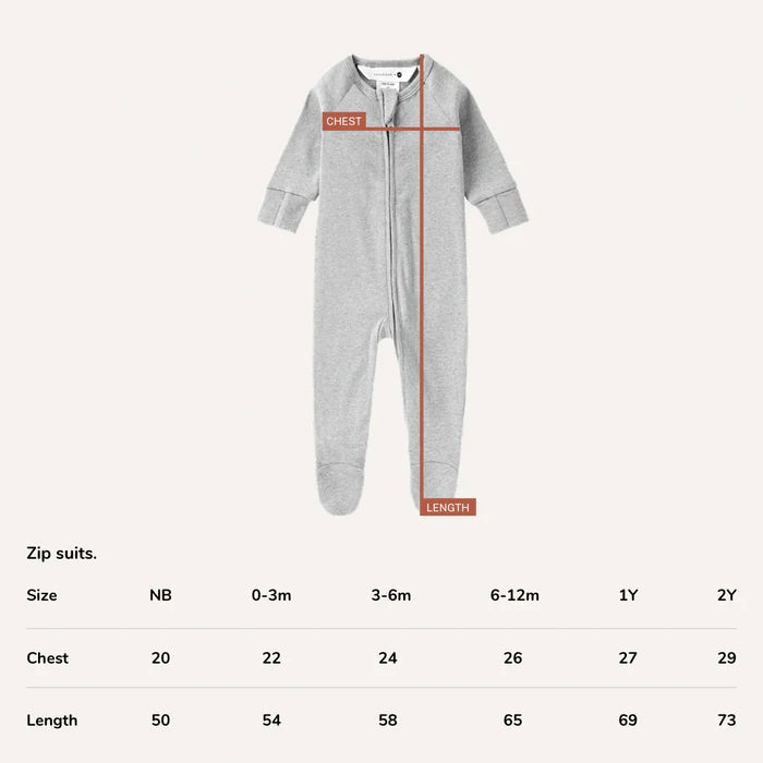 Organic Zip Growsuit L/S - Sage Speckled