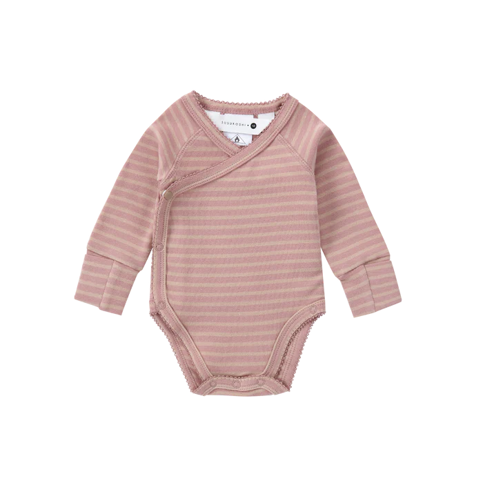 Organic Kimono L/S Bodysuit - Candy Floss