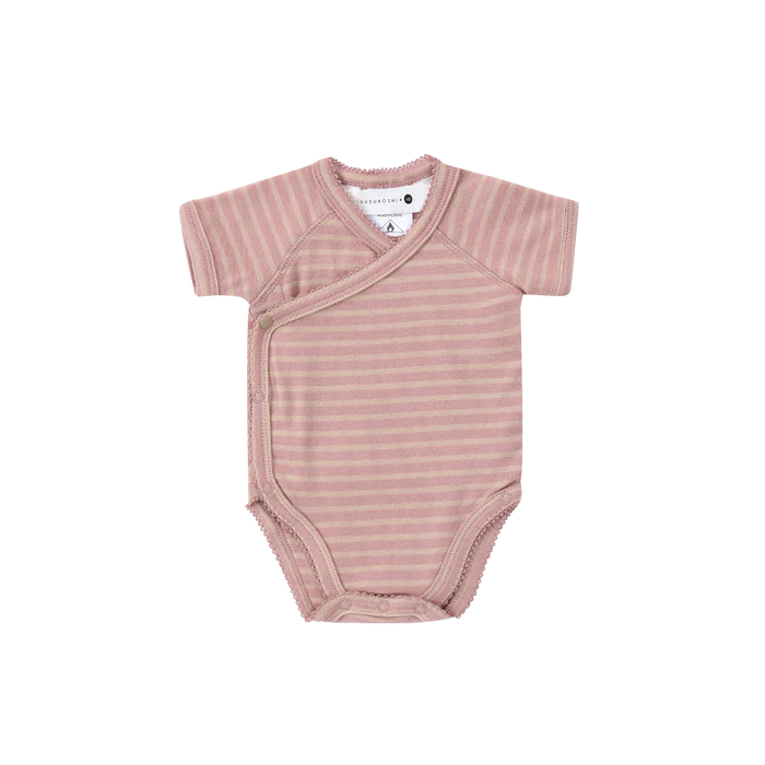 Organic Kimono S/S Bodysuit - Candy Floss