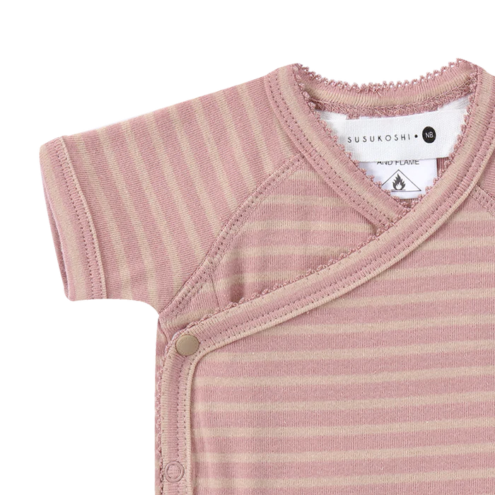 Organic Kimono S/S Bodysuit - Candy Floss