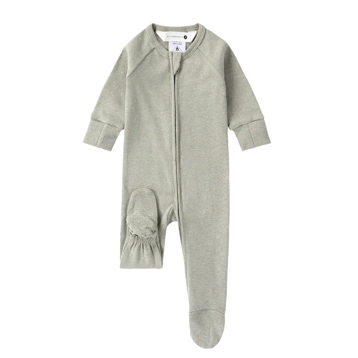 Organic Zip Growsuit L/S - Sage Speckled