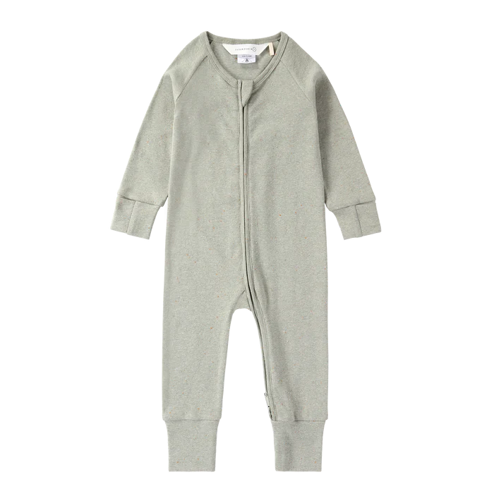 Organic Zip Growsuit L/S - Sage Speckled
