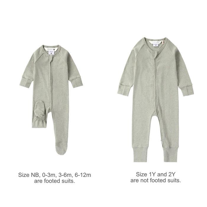 Organic Zip Growsuit L/S - Sage Speckled