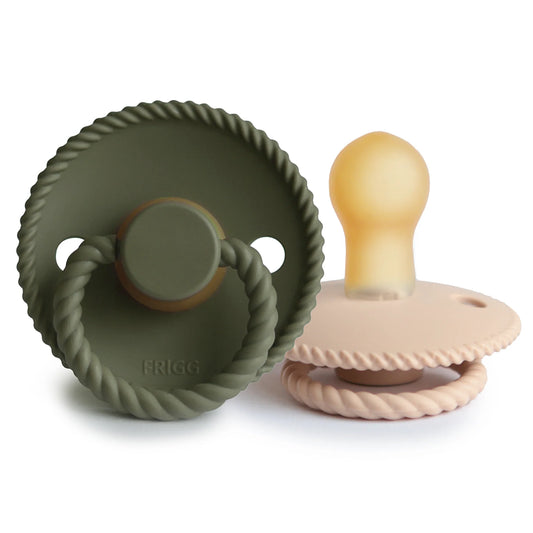 Rope Pacifier 2 Pack - Natural Rubber - Croissant/Olive