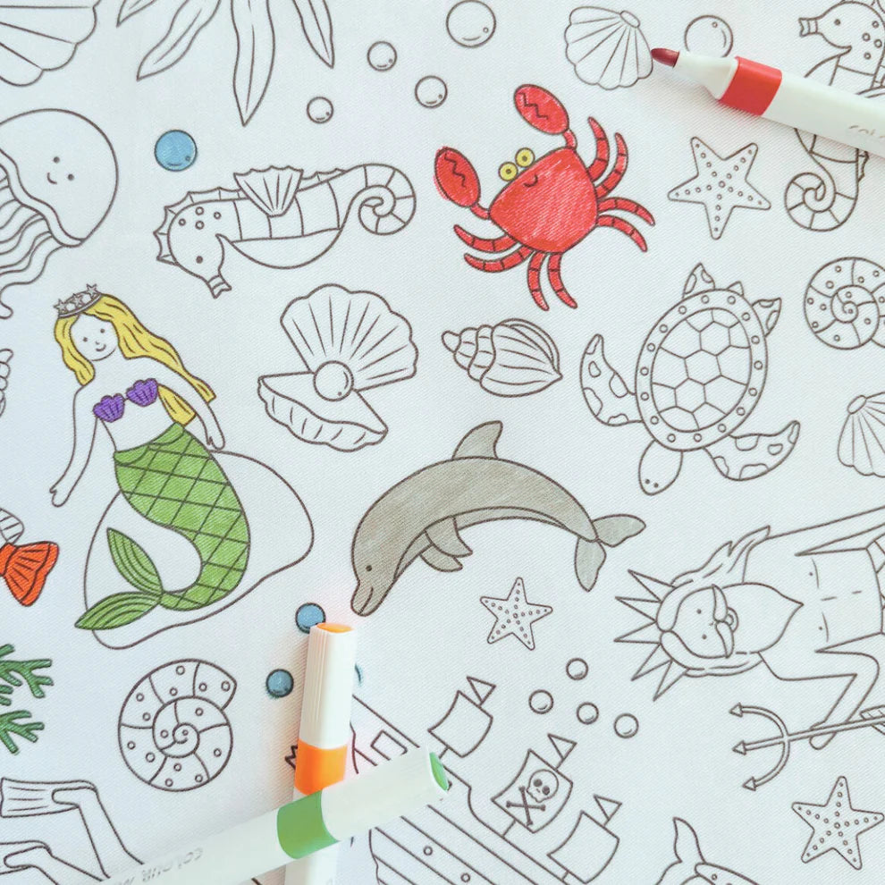 Washable, Reusable Colouring In Tablecloth Set - Tidal Treasures