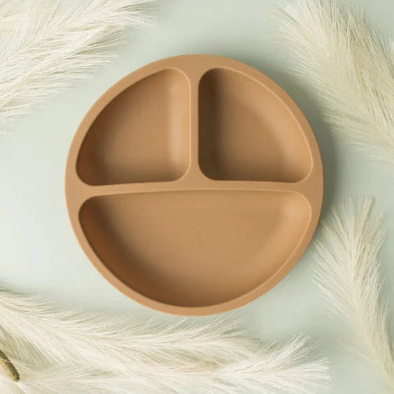Silicone Three Section Suction Plate - Mocha