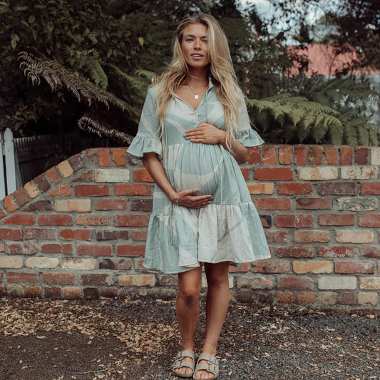 Isla Dress - Seafoam & Cream