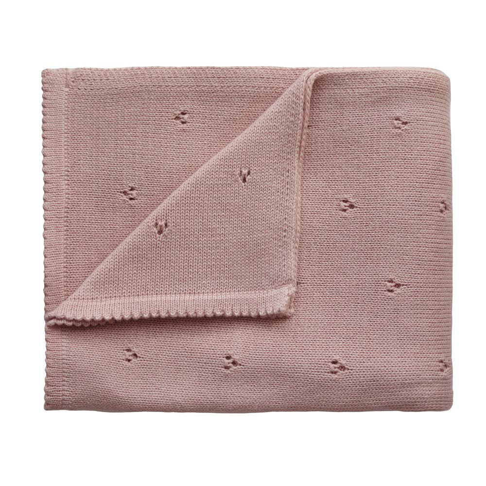 Mushie Knitted Blanket - Pointelle Blush