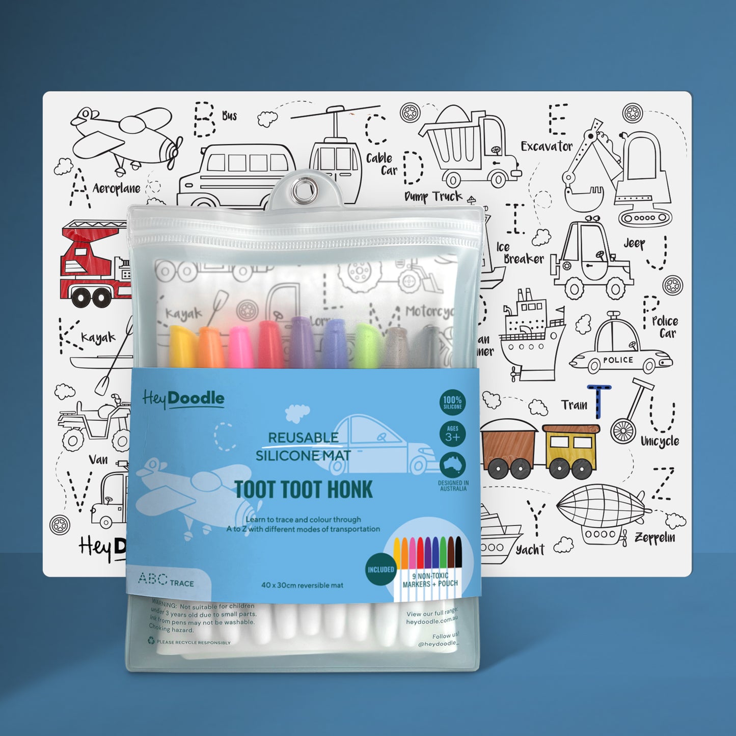 Toot Toot Honk Classic Colouring & Doodle Mat
