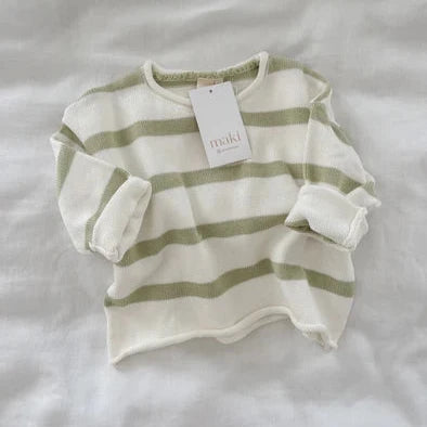Knit Pullover - Pistachio Stripe