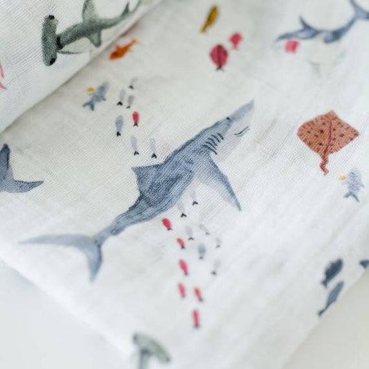 Cotton Muslin Swaddle - Shark