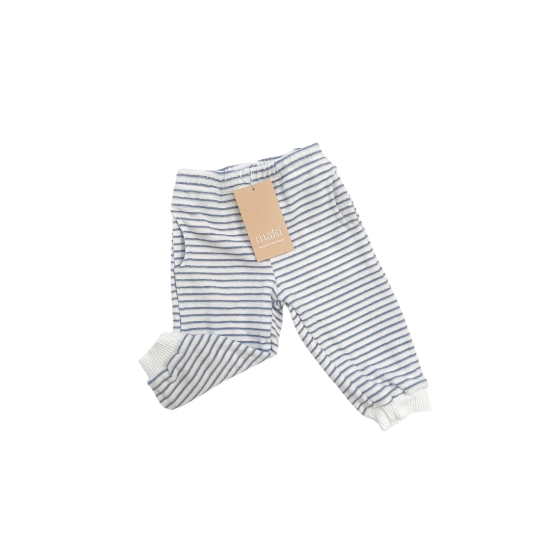 Terry Toweling Track Pant - Blue Stripe
