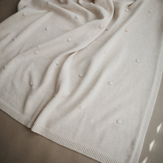 Knitted Baby Blanket - Textured Dots - Off-White