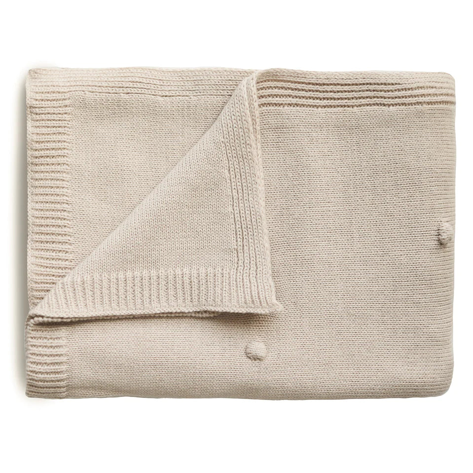 Knitted Baby Blanket - Textured Dots - Off-White
