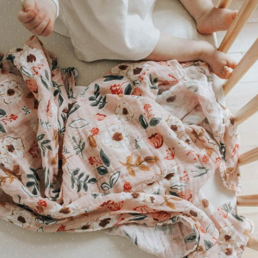 Cotton Muslin Swaddle - Vintage Floral