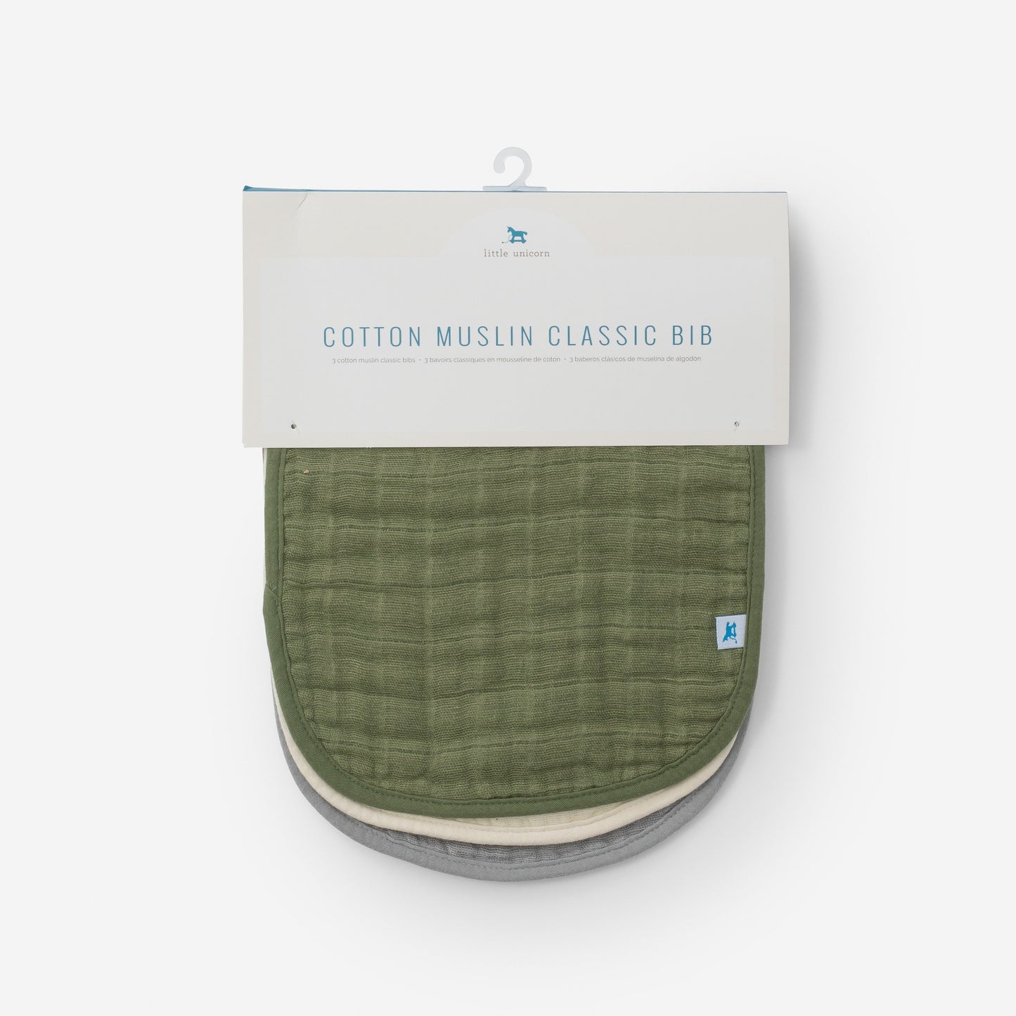 Muslin Classic Bib 3 pack - Fern