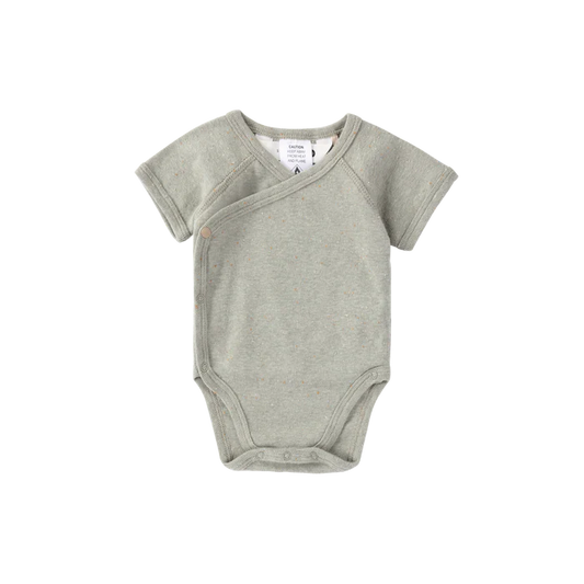 Organic Kimono S/S Bodysuit - Sage Speckled